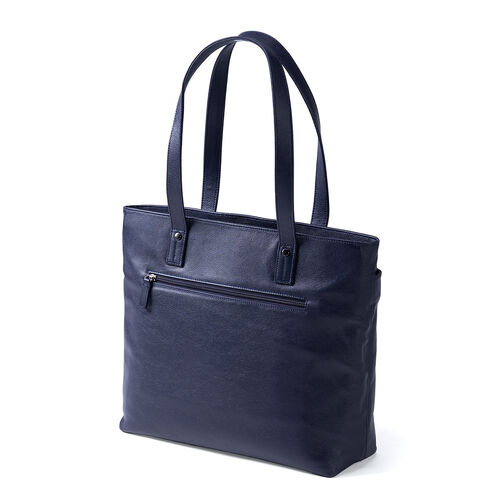 トートバッグ（本革・メンズ・レディース・通勤・ビジネス・おしゃれ・通学・A4・大きめ・レザー・ビジネスバッグ・ノートPC・ネイビー）