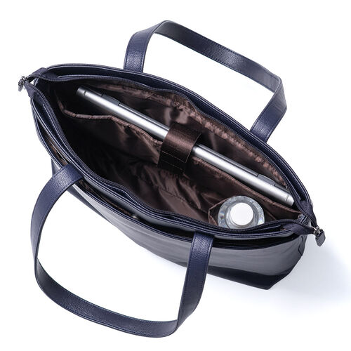 トートバッグ（本革・メンズ・レディース・通勤・ビジネス・おしゃれ・通学・A4・大きめ・レザー・ビジネスバッグ・ノートPC・ネイビー）