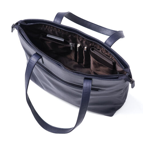 トートバッグ（本革・メンズ・レディース・通勤・ビジネス・おしゃれ・通学・A4・大きめ・レザー・ビジネスバッグ・ノートPC・ネイビー）