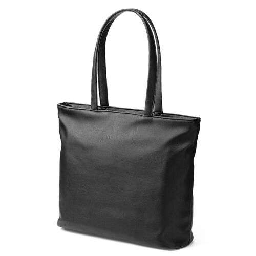 トートバッグ（メンズ・PUレザー・ビジネスバッグ・ノートPC14型対応・カジュアル・シンプル・ファスナー付き・通勤・通学・おしゃれ・レディース・合成皮革・A4・ブラック）