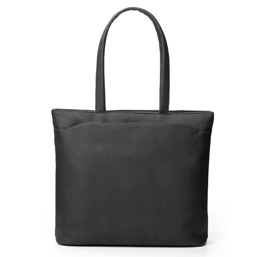 トートバッグ（メンズ・PUレザー・ビジネスバッグ・ノートPC14型対応・カジュアル・シンプル・ファスナー付き・通勤・通学・おしゃれ・レディース・合成皮革・A4・ブラック）