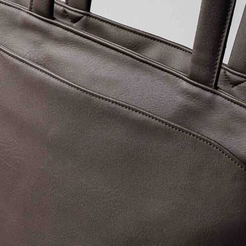 トートバッグ（メンズ・PUレザー・ビジネスバッグ・ノートPC14型対応・カジュアル・シンプル・ファスナー付き・通勤・通学・おしゃれ・レディース・合成皮革・A4・ブラウン）