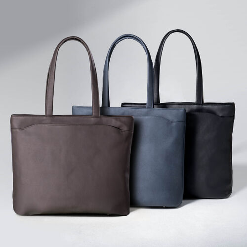 トートバッグ（メンズ・PUレザー・ビジネスバッグ・ノートPC14型対応・カジュアル・シンプル・ファスナー付き・通勤・通学・おしゃれ・レディース・合成皮革・A4・ブラウン）