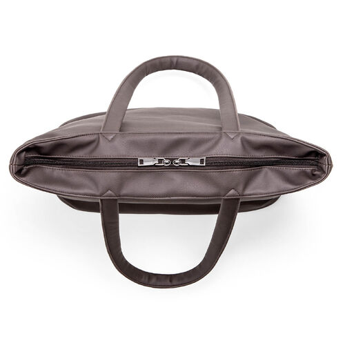 トートバッグ（メンズ・PUレザー・ビジネスバッグ・ノートPC14型対応・カジュアル・シンプル・ファスナー付き・通勤・通学・おしゃれ・レディース・合成皮革・A4・ブラウン）