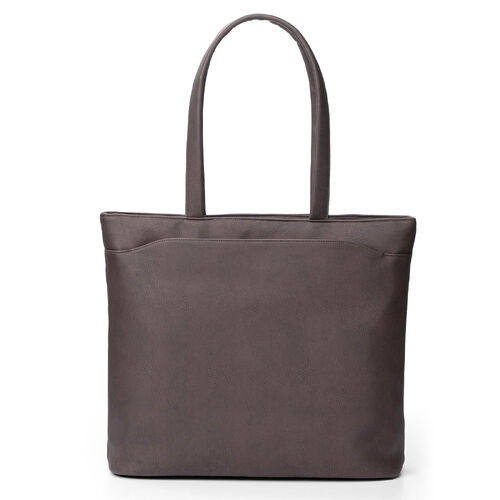 トートバッグ（メンズ・PUレザー・ビジネスバッグ・ノートPC14型対応・カジュアル・シンプル・ファスナー付き・通勤・通学・おしゃれ・レディース・合成皮革・A4・ブラウン）