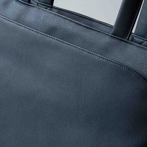 トートバッグ（メンズ・PUレザー・ビジネスバッグ・ノートPC14型対応・カジュアル・シンプル・ファスナー付き・通勤・通学・おしゃれ・レディース・合成皮革・A4・ネイビー）