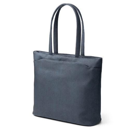 トートバッグ（メンズ・PUレザー・ビジネスバッグ・ノートPC14型対応・カジュアル・シンプル・ファスナー付き・通勤・通学・おしゃれ・レディース・合成皮革・A4・ネイビー）