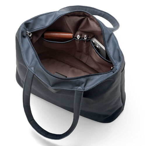 トートバッグ（メンズ・PUレザー・ビジネスバッグ・ノートPC14型対応・カジュアル・シンプル・ファスナー付き・通勤・通学・おしゃれ・レディース・合成皮革・A4・ネイビー）