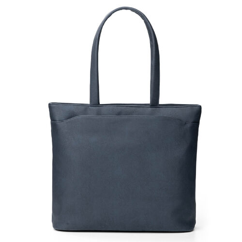 トートバッグ（メンズ・PUレザー・ビジネスバッグ・ノートPC14型対応・カジュアル・シンプル・ファスナー付き・通勤・通学・おしゃれ・レディース・合成皮革・A4・ネイビー）