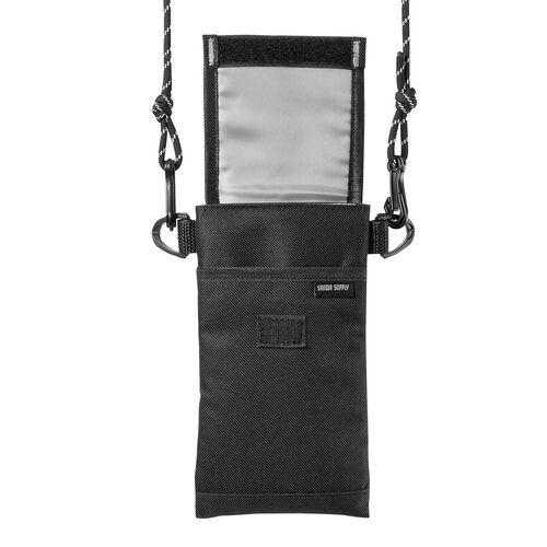 ショルダースマホポーチ（軽量ショルダースマホケース・パスポート収納・小銭入れ・面ファスナー・ショルダーバッグ・ネックポーチ・ブラック）