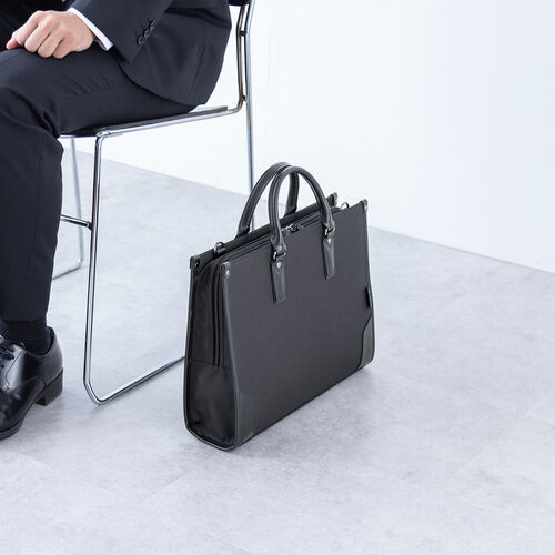 ビジネスバッグ（就活バッグ・リクルートバッグ・メンズ・軽量・A4ファイル・14型ワイドノートPC収納・ブラック就活かばん・就職活動・バッグ）