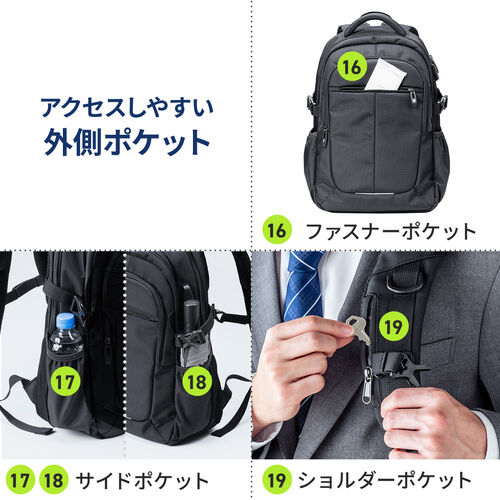 ビジネスリュック（大容量19リットル・多機能・蒸れにくい・軽量・ビジネスバッグ・通勤バッグ）
