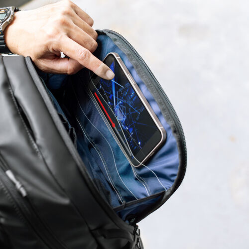 前持ちビジネスリュック（日本製・耐水設計・スマホスタンド・ホールドグリップ・ウェストベルト・デューロン生地使用・通勤バッグ）