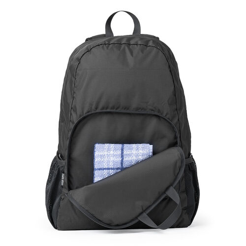 折りたたみリュック（Lサイズ・23L・サブバッグ・エコバッグ・折りたたみバックパック・コンパクトリュック・ポケッタブルリュック・圧縮・撥水・ブラック）