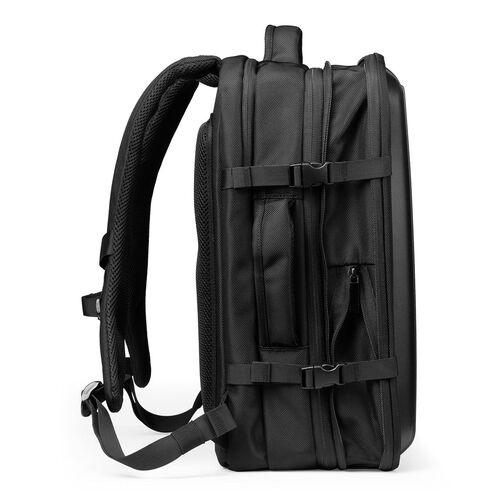 ハードリュック（ハードシェルリュック・耐衝撃・軽量・マチ拡張・一泊二日・15.6型ノートPC・11型タブレット収納・蒸れにくい立体メッシュ・ブラック）