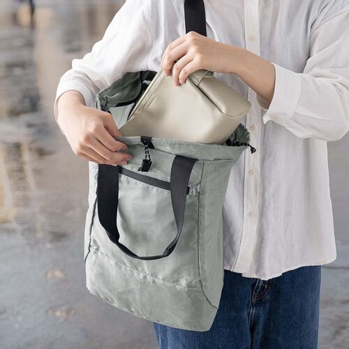 折りたたみリュック & トートバッグ（マイバッグ・コンパクト・エコバッグ・サブバッグ・22L・撥水・軽量・高機能・グレー）