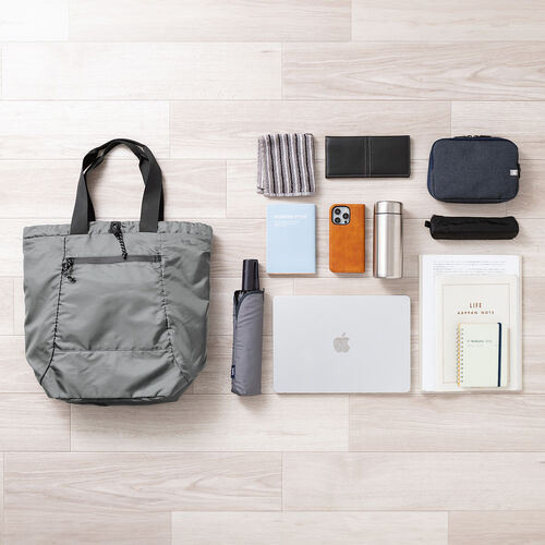 折りたたみリュック & トートバッグ（マイバッグ・コンパクト・エコバッグ・サブバッグ・22L・撥水・軽量・高機能・グレー）