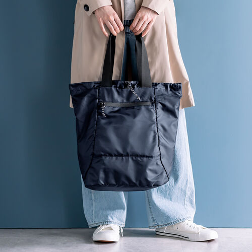 折りたたみリュック & トートバッグ（マイバッグ・コンパクト・エコバッグ・サブバッグ・22L・撥水・軽量・高機能・ネイビー）