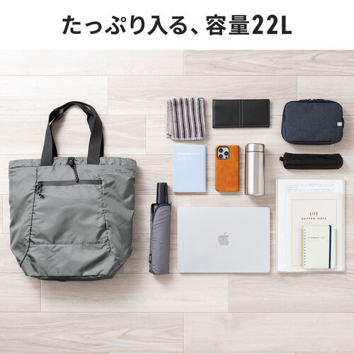 折りたたみリュック & トートバッグ（マイバッグ・コンパクト・エコバッグ・サブバッグ・22L・撥水・軽量・高機能・ネイビー）