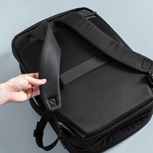 リュック（マチ拡張・ビジネス・大容量・21L～32L・PCリュック・シンプル・撥水・多機能・バックパック・メンズ・旅行・出張・ブラック）