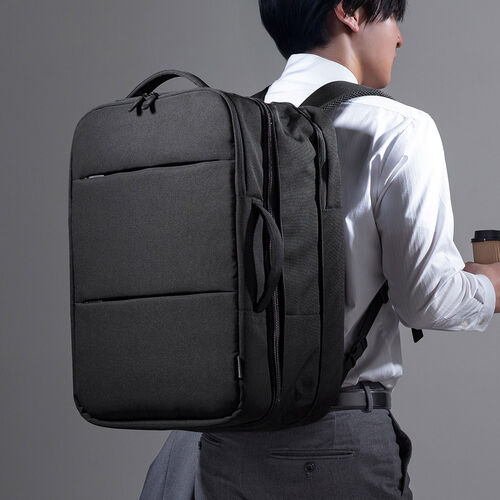 リュック（マチ拡張・ビジネス・大容量・21L～32L・PCリュック・シンプル・撥水・多機能・バックパック・メンズ・旅行・出張・ブラック）