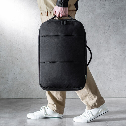 リュック（マチ拡張・ビジネス・大容量・21L～32L・PCリュック・シンプル・撥水・多機能・バックパック・メンズ・旅行・出張・ブラック）