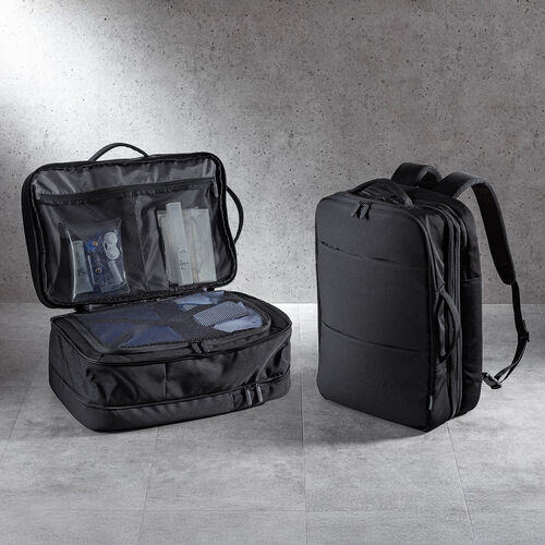 リュック（マチ拡張・ビジネス・大容量・21L～32L・PCリュック・シンプル・撥水・多機能・バックパック・メンズ・旅行・出張・ブラック）