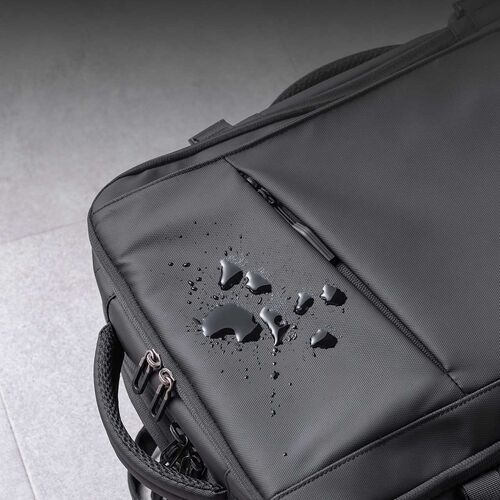 リュック（マチ拡張・ビジネス・大容量 22L～35L・PCリュック・シンプル・PUコーティング・耐水・撥水・多機能・バックパック・メンズ・旅行・出張・ブラック）