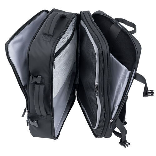 リュック（マチ拡張・ビジネス・大容量 22L～35L・PCリュック・シンプル・PUコーティング・耐水・撥水・多機能・バックパック・メンズ・旅行・出張・ブラック）