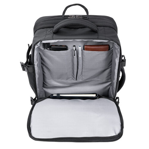 リュック（マチ拡張・ビジネス・大容量 22L～35L・PCリュック・シンプル・PUコーティング・耐水・撥水・多機能・バックパック・メンズ・旅行・出張・ブラック）