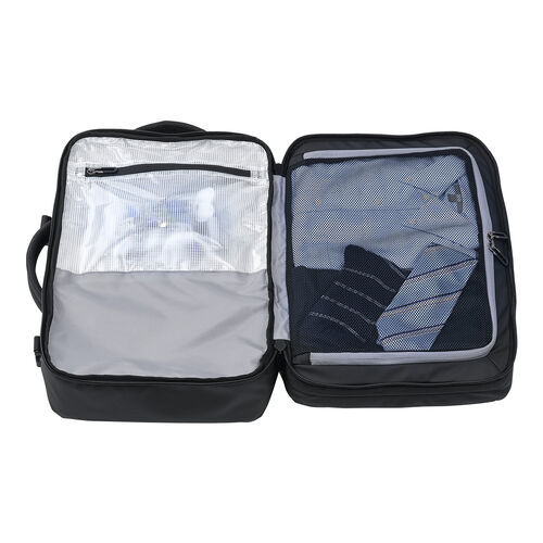 リュック（マチ拡張・ビジネス・大容量 22L～35L・PCリュック・シンプル・PUコーティング・耐水・撥水・多機能・バックパック・メンズ・旅行・出張・ブラック）