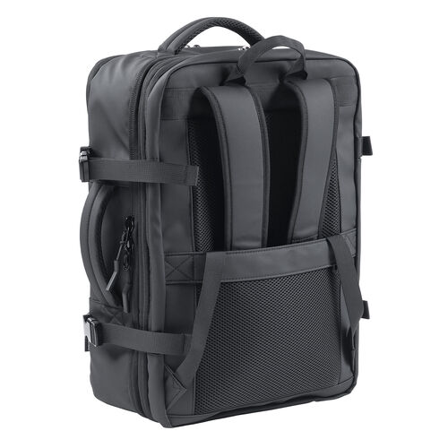 リュック（マチ拡張・ビジネス・大容量 22L～35L・PCリュック・シンプル・PUコーティング・耐水・撥水・多機能・バックパック・メンズ・旅行・出張・ブラック）