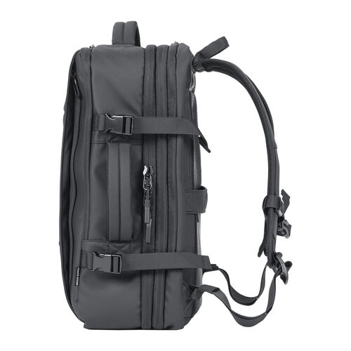 リュック（マチ拡張・ビジネス・大容量 22L～35L・PCリュック・シンプル・PUコーティング・耐水・撥水・多機能・バックパック・メンズ・旅行・出張・ブラック）