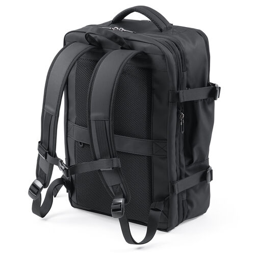 リュック（マチ拡張・ビジネス・大容量 22L～35L・PCリュック・シンプル・PUコーティング・耐水・撥水・多機能・バックパック・メンズ・旅行・出張・ブラック）