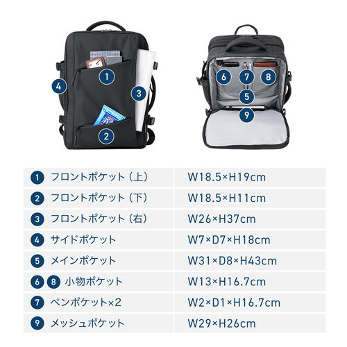 リュック（マチ拡張・ビジネス・大容量 22L～35L・PCリュック・シンプル・PUコーティング・耐水・撥水・多機能・バックパック・メンズ・旅行・出張・ブラック）