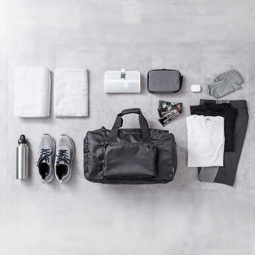 折りたたみボストンバッグ（リュック・32L・コンパクト・エコバッグ・マイバッグ・撥水・軽量・大容量・旅行・サブバッグ・ブラック）