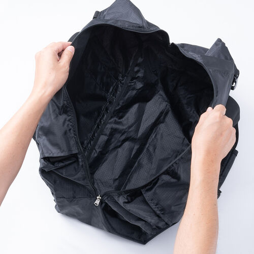 折りたたみボストンバッグ（リュック・32L・コンパクト・エコバッグ・マイバッグ・撥水・軽量・大容量・旅行・サブバッグ・ブラック）