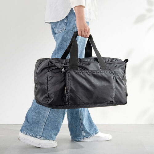 折りたたみボストンバッグ（リュック・32L・コンパクト・エコバッグ・マイバッグ・撥水・軽量・大容量・旅行・サブバッグ・ブラック）
