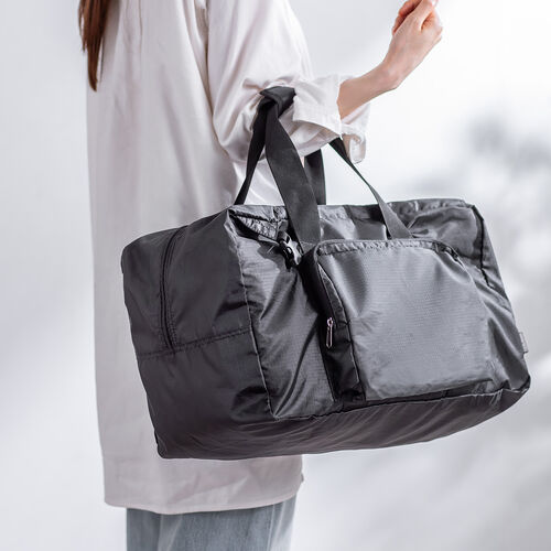 折りたたみボストンバッグ（リュック・32L・コンパクト・エコバッグ・マイバッグ・撥水・軽量・大容量・旅行・サブバッグ・ブラック）