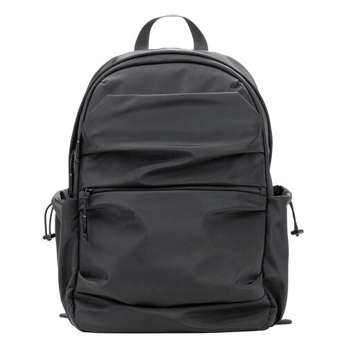 タウンリュック（カジュアル・ビジネスバッグ・19L・軽量・男女兼用・タックデザイン・バックパック・撥水・A4サイズ・14インチ・ノートPC収納・メンズ・レディース・通勤・通学・旅行・ブラック）