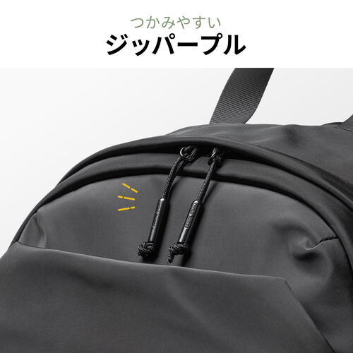 タウンリュック（カジュアル・ビジネスバッグ・19L・軽量・男女兼用・タックデザイン・バックパック・撥水・A4サイズ・14インチ・ノートPC収納・メンズ・レディース・通勤・通学・旅行・ブラック）