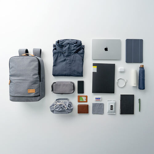 ビジネスカジュアルバッグ（ノートPC・収納・15.6型・リュックサック・バックパック・キャリーサポーター・ライトグレー）