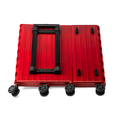 スーツケース（キャリーケース・折りたたみ対応・容量35リットル・静音キャスター・ポリカーボネート・コロコロ・レッド）