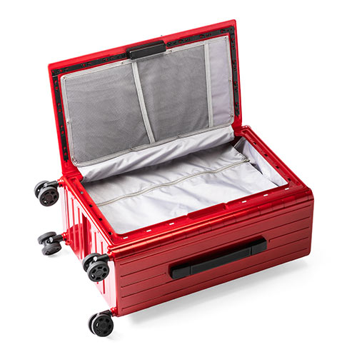 スーツケース（キャリーケース・折りたたみ対応・容量35リットル・静音キャスター・ポリカーボネート・コロコロ・レッド）