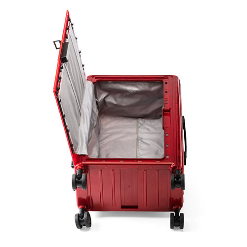 スーツケース（キャリーケース・折りたたみ対応・容量35リットル・静音キャスター・ポリカーボネート・コロコロ・レッド）