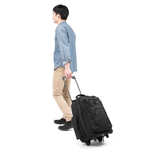 キャリーリュック（ソフトキャリー・レディース・メンズ・機内持ち込み・2WAY・大容量・ビジネス・おしゃれ・おすすめ・ブラック・防災・防災バック・非常持ち出し袋）BAGCR006BK