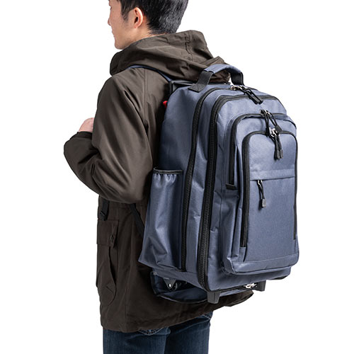 キャリーリュック（ソフトキャリー・レディース・メンズ・機内持ち込み・2WAY・大容量・ビジネス・おしゃれ・おすすめ・ネイビー・防災・防災バック・非常持ち出し袋）BAGCR006NV