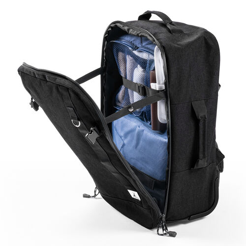 キャスター付きリュック（キャリーリュック・キャリーバッグ・2WAY・機内持ち込み・大容量・35L・キャプテンスタッグ・キャスターカバー・チェストベルト・ブラック）