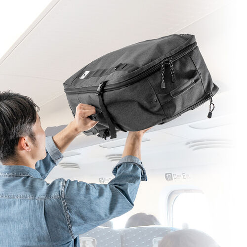 キャリーリュック（ソフトキャリー・レディース・メンズ・機内持ち込み・2WAY・大容量・ビジネス・おしゃれ・おすすめ・グレー・防災・防災バック・非常持ち出し袋）BAGCR007BK