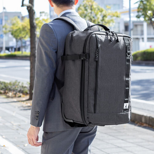 キャリーリュック（ソフトキャリー・レディース・メンズ・機内持ち込み・2WAY・大容量・ビジネス・おしゃれ・おすすめ・グレー・防災・防災バック・非常持ち出し袋）BAGCR007BK